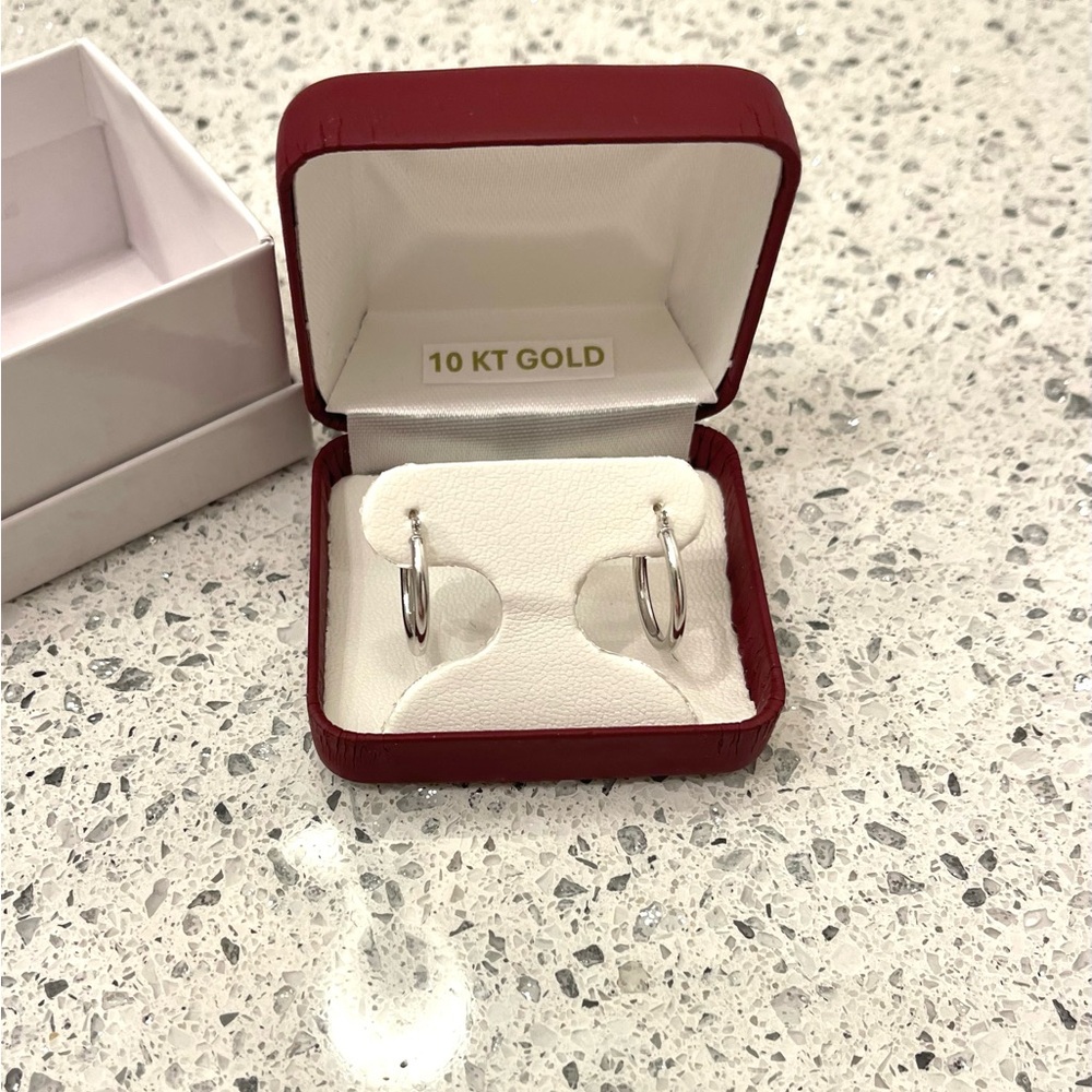 10 KT White Gold Hoop Earrings